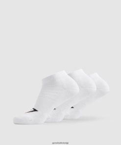 アクセサリー Gymshark アンクルソックス 3 パック 白 ユニセックス T2X2641101