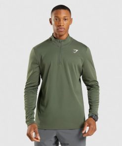 衣類 Gymshark 1/4ジッププルオーバー入荷 コアオリーブ 男性 T2X264871