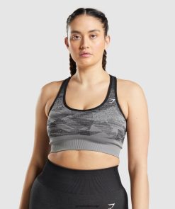 衣類 Gymshark アダプトオンブルシームレススポーツブラ 三角形 |黒のプリント 女性 T2X264198