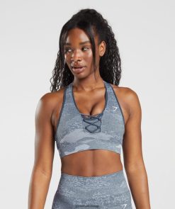衣類 Gymshark アダプトカモシームレススポーツブラ リバーストーングレー/イブニングブルー 女性 T2X264145