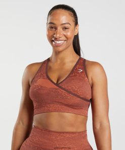 衣類 Gymshark アダプトカモシームレススポーツブラ ストームレッド/チェリーブラウン 女性 T2X264161