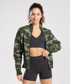 衣類 Gymshark アダプトカモシームレストラックジャケット モスオリーブ/アロエグリーン 女性 T2X264371