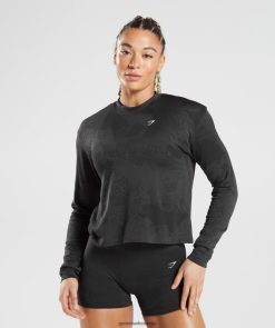 衣類 Gymshark アダプトカモシームレス長袖トップ 溶岩 |黒 女性 T2X264478