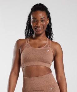 衣類 Gymshark アダプト斑点シームレススポーツブラ サンドストーンブラウン 女性 T2X264183