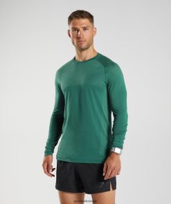 衣類 Gymshark アペックスシームレス長袖Tシャツ ウッドランドグリーン/ホヤグリーン 男性 T2X264699