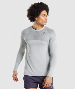 衣類 Gymshark アペックスシームレス長袖Tシャツ ライトグレー/オニキスグレー 男性 T2X264720