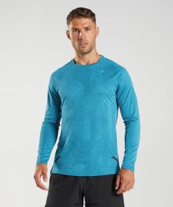 衣類 Gymshark アペックス長袖Tシャツ アトランティックブルー/シャークブルー 男性 T2X264672