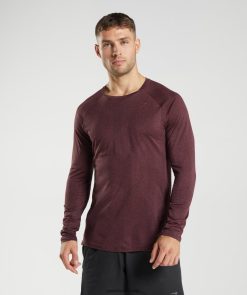 衣類 Gymshark アペックス長袖Tシャツ チェリーブラウン 男性 T2X264687