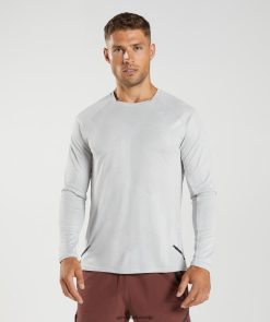 衣類 Gymshark アペックス長袖Tシャツ ライトグレー/ホワイト 男性 T2X264613