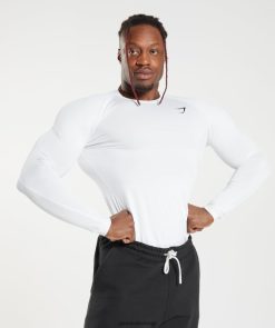 衣類 Gymshark エレメント ベースレイヤー 長袖 T シャツ 白 男性 T2X264631