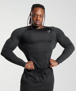 衣類 Gymshark エレメント ベースレイヤー 長袖 T シャツ 黒 男性 T2X264671