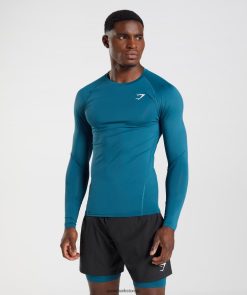 衣類 Gymshark エレメント ベースレイヤー 長袖トップ アトランティックブルー 男性 T2X264739