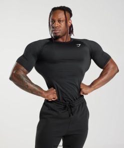 衣類 Gymshark エレメント ベースレイヤー T シャツ 黒 男性 T2X264701