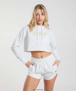 衣類 Gymshark エンブロイダリーグラフィック クロップドパーカー 白 女性 T2X264375
