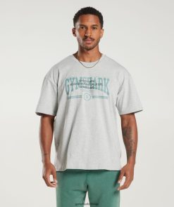 衣類 Gymshark カレッジオーバーサイズTシャツ ライトグレーのコアマール 男性 T2X264776