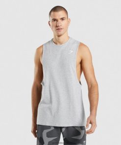 衣類 Gymshark クリティカル 2.0 ドロップアーム タンク ライトグレーメランジ 男性 T2X264887