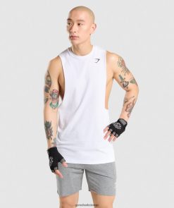 衣類 Gymshark クリティカルドロップアームタンク 白 男性 T2X264936