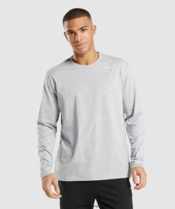 衣類 Gymshark クレストロングスリーブTシャツ ライトグレーのコアマール 男性 T2X264727