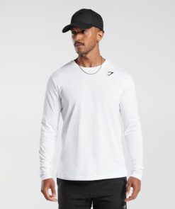 衣類 Gymshark クレストロングスリーブTシャツ 白 男性 T2X264585