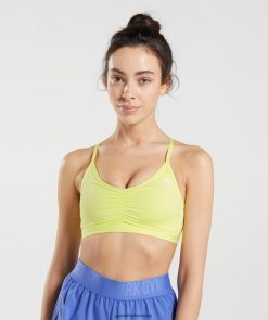 衣類 Gymshark シャーリングトレーニングスポーツブラ ホタルグリーン 女性 T2X264220