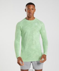 衣類 Gymshark ジオシームレス長袖Tシャツ アロエグリーン/ティーグリーン 男性 T2X264685