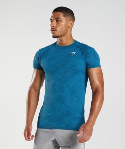 衣類 Gymshark ジオシームレスTシャツ アトランティックブルー/シャークブルー 男性 T2X264640