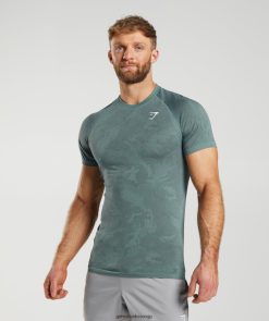 衣類 Gymshark ジオシームレスTシャツ サンダーブルー/コスミックグレー 男性 T2X264737