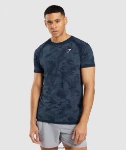 衣類 Gymshark ジオシームレスTシャツ ネイビー/フォグブルー 男性 T2X264719