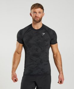 衣類 Gymshark ジオシームレスTシャツ ブラック/チャコールグレー 男性 T2X264575