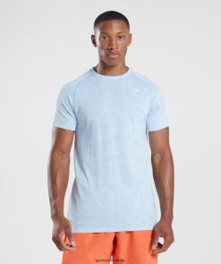 衣類 Gymshark ジオシームレスTシャツ ホワイト/ムーンストーンブルー 男性 T2X264604
