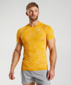衣類 Gymshark ジオシームレスTシャツ 晴れた黄色/白 男性 T2X264736