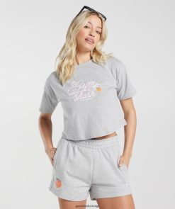 衣類 Gymshark ストロングピーチミディトップ ライトグレーメランジ 女性 T2X264427