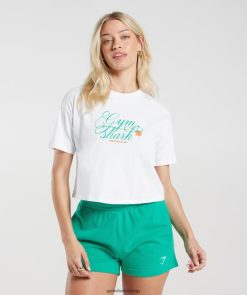 衣類 Gymshark ストロングピーチミディトップ 白 女性 T2X264428