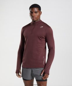 衣類 Gymshark スポーツ1/4ジップ 焼き栗色 男性 T2X264822