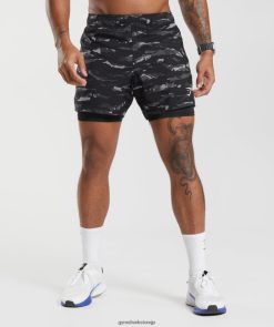 衣類 Gymshark スポーツ 5 インチ 2 in 1 ショーツ オニキスグレー/ブラック 男性 T2X264522