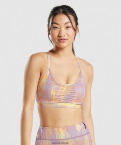 衣類 Gymshark スポーツ スポーツブラ オレンジ色のプリント 女性 T2X264234