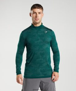 衣類 Gymshark スポーツシームレス1/4ジップ ウッドランドグリーン/ホヤグリーン 男性 T2X264807