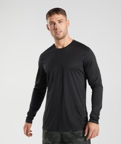 衣類 Gymshark スポーツ長袖Tシャツ ブラック/ブラックメール 男性 T2X264584