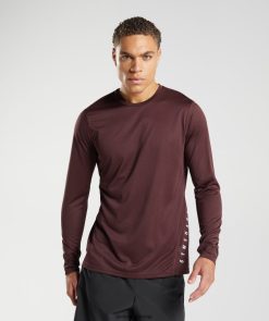 衣類 Gymshark スポーツ長袖Tシャツ ベイクドマルーン/ブラックマール 男性 T2X264681