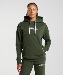 衣類 Gymshark ソーシャルクラブオーバーサイズパーカー モスオリーブ 女性 T2X264378