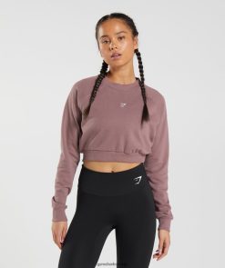 衣類 Gymshark トレーニング クロップドセーター ほこりっぽい栗色 女性 T2X264395