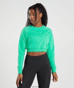 衣類 Gymshark トレーニング クロップドセーター トロピカルグリーン 女性 T2X264393