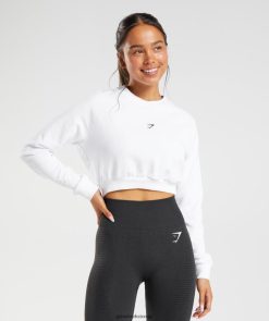 衣類 Gymshark トレーニング クロップドセーター 白 女性 T2X264405