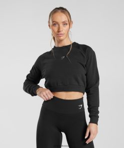 衣類 Gymshark トレーニング クロップドセーター 黒 女性 T2X264351