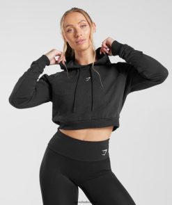 衣類 Gymshark トレーニング クロップドパーカー 黒 女性 T2X264372