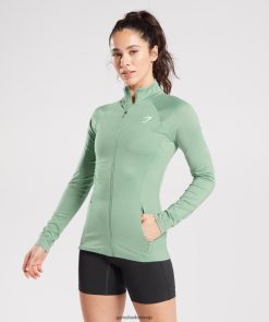衣類 Gymshark トレーニングジップアップジャケット デザートセージグリーン 女性 T2X264344