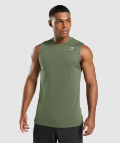 衣類 Gymshark ノースリーブTシャツ入荷 コアオリーブ 男性 T2X264950