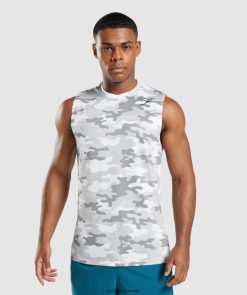 衣類 Gymshark ノースリーブTシャツ入荷 ライトグレーのプリント 男性 T2X264905