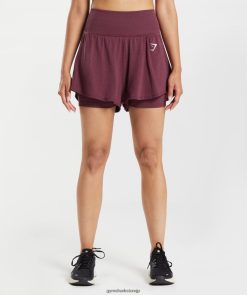 衣類 Gymshark バイタル シームレス 2.0 2-in-1 ショーツ ベイクドマルーンマール 女性 T2X26465