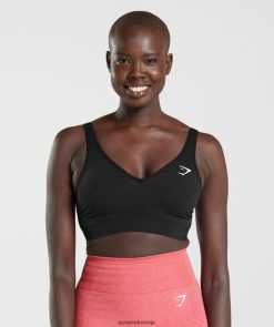 衣類 Gymshark バイタル シームレス 2.0 V ネック スポーツ ブラ ブラックメランジ 女性 T2X264152